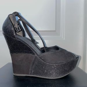 Black Wedge Heels
